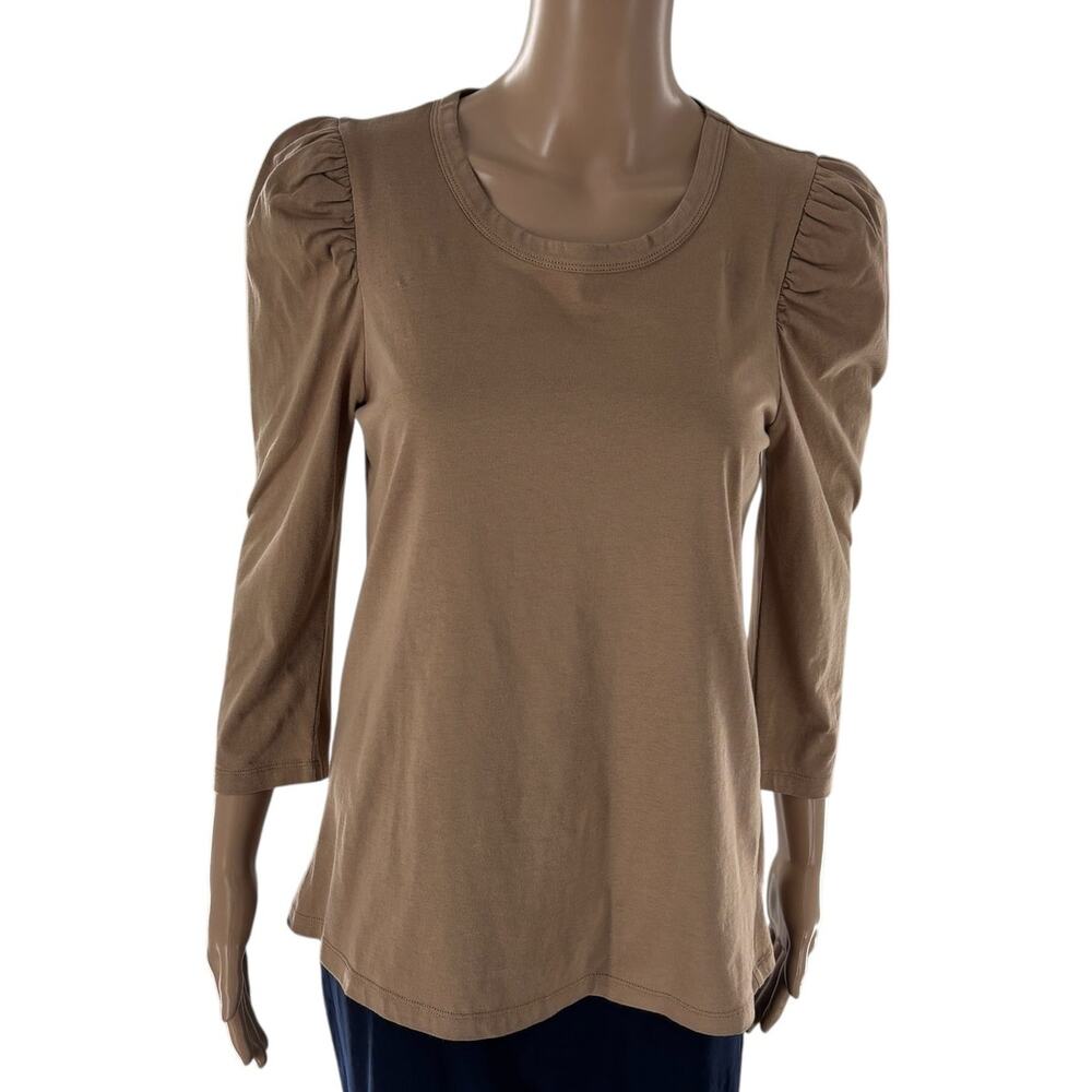 Tuckernuck Pomander Place Tan Vesty Puff Sleeve Cotton Top - Picture 5 of 12